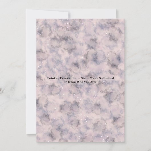 天の赤ちゃんシャワーピンクの水の色の赤ちゃん女の子 招待状 (裏面)