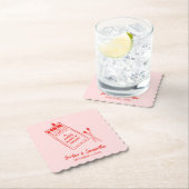 天の赤とピンクのかわいいパーティー ペーパーコースター (インサイチュ)