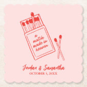 天の赤とピンクのかわいいパーティー ペーパーコースター (正面)