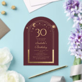 天の赤金ゴールド太陽の月の星30th誕生日 アクリル招待状 (インサイチュ (ウェディング))