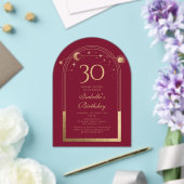天の赤金ゴールド太陽の月の星30th誕生日 アクリル招待状 (インサイチュ (ウェディング))