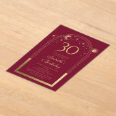 天の赤金ゴールド太陽の月の星30th誕生日 アクリル招待状 (レイダウン)