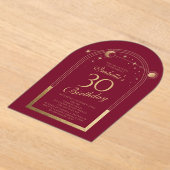 天の赤金ゴールド太陽の月の星30th誕生日 アクリル招待状 (レイダウン)