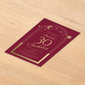 天の赤金ゴールド太陽の月の星30th誕生日 アクリル招待状 (レイダウン)