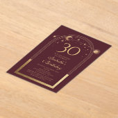 天の赤金ゴールド太陽の月の星30th誕生日 アクリル招待状 (レイダウン)