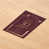 天の赤金ゴールド太陽の月の星30th誕生日 アクリル招待状 (レイダウン)