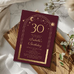 天の赤金ゴールド太陽の月の星30th誕生日 招待状<br><div class="desc">天赤金ゴールド太陽の月天文学30th誕生日招待状は、金ゴールドの太陽エレガント、月と星を備え、深いのピンク色の背景に黄金のフレームを持つ。あなたの30歳のカスタム誕生日の招待状の情報の中にある。文字・ボックスで文字を編集してパーソナライズEvco Studio www.zazzle.com/store/evcostudioによるユーザー向け設計</div>