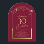 天の赤金ゴールド太陽の月の星30th誕生日 招待状<br><div class="desc">天の赤い金ゴールド太陽の月天文学30thの誕生日招待状は、赤い背景にエレガント金ゴールドの太陽、月と星の黄金のフレームを備えている。あなたの30歳のカスタム誕生日の招待状の情報の中にある。文字・ボックスで文字を編集してパーソナライズEvco Studio www.zazzle.com/store/evcostudioによるユーザー向け設計</div>