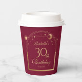 天の赤金ゴールド太陽の月の星30th誕生日 紙コップ (裏面)