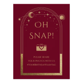 天の赤金ゴールド太陽の月の星Oh Snap ポスター