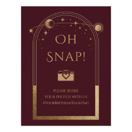 天の赤金ゴールド太陽の月の星Oh Snap ポスター