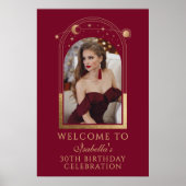 天の赤金ゴールド30th誕生日へようこそ ポスター (正面)
