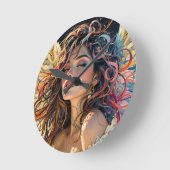 天の輝き – レインボーウィングエンジェルポートレート ラウンド壁時計 (傾斜)