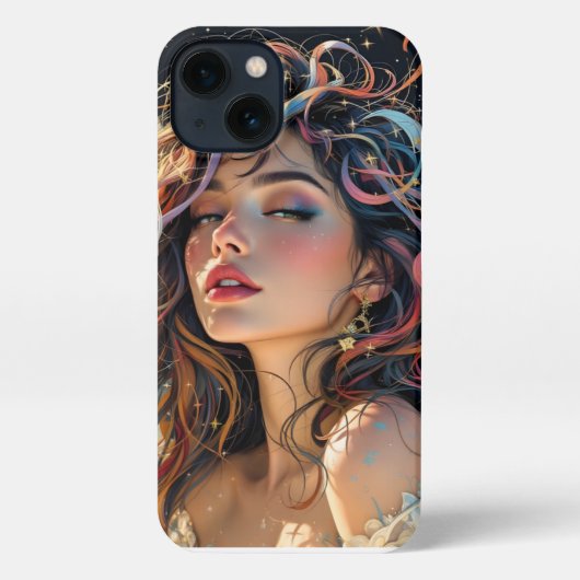 天の輝き – レインボーウィングエンジェルポートレート iPhoneケース (裏面)