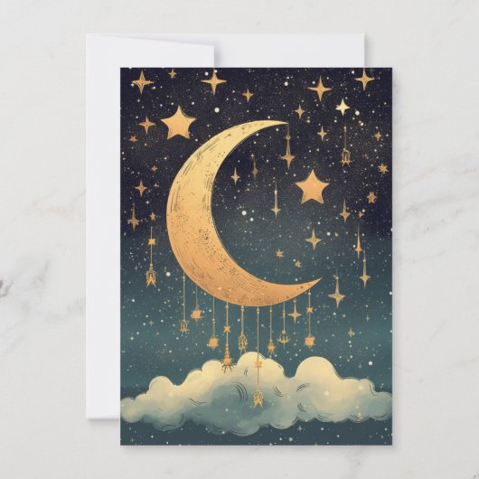 天の輝く小さな星の赤ちゃんシャワー 招待状 (裏面)