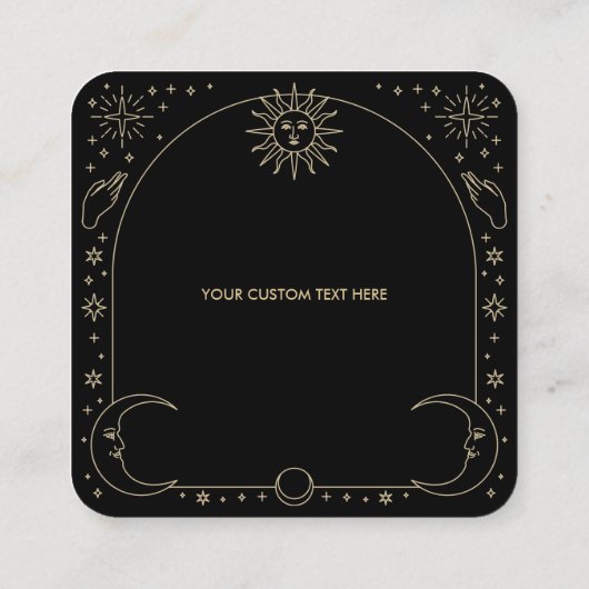天の金ゴールドと黒星計 スクエア名刺 (裏面)