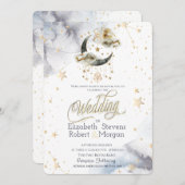 天の金ゴールドムーンスターズウォーター色 招待状 (正面/裏面)