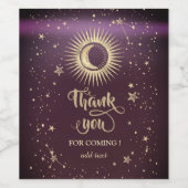 天の金ゴールド太陽と月の星ブルゴーニュ ワインラベル (シングルラベル)