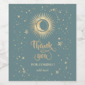 天の金ゴールド太陽と月の星ミントグリーン ワインラベル (シングルラベル)