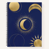 天の金ゴールド太陽の月相は赤紫色の青を食べる ノートブック (正面)