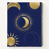 天の金ゴールド太陽の月相は赤紫色の青を食べる ノートブック (裏面)