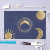 天の金ゴールド太陽の月相は赤紫色の青を食べる 薄葉紙 (クラフト)