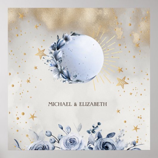 天の金ゴールド太陽、ブルームーンバラ金ゴールド星 ポスター (正面)