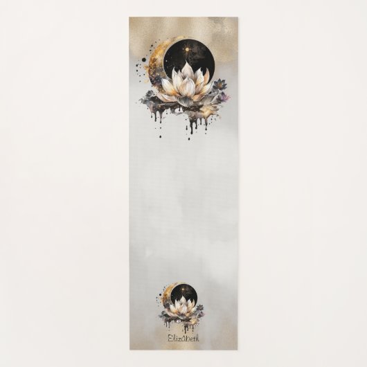 天の金ゴールド太陽、ムーンロータス金ゴールドクリーム ヨガマット (正面)