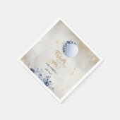 天の金ゴールド太陽、月のバラ星の夜空 スタンダードカクテルナプキン (角)