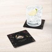 天の金ゴールド太陽、月、星のバラ夜空 スクエアペーパーコースター (インサイチュ)