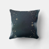 天の金ゴールド太陽、月、星の夜空 クッション (裏面)