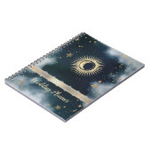 天の金ゴールド太陽、月、星の夜空 ノートブック (左側)