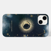 天の金ゴールド太陽、月、星の夜空 Case-Mate iPhoneケース (裏面 (横))