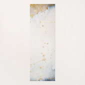 天の金ゴールド太陽、月、星の水色 ヨガマット (裏面)