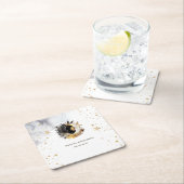 天の金ゴールド太陽、月、星の花 スクエアペーパーコースター (インサイチュ)