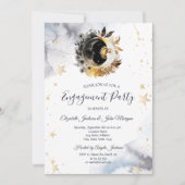 天の金ゴールド太陽、月、星の花 招待状 (正面)