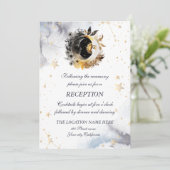 天の金ゴールド太陽、月、星の花 招待状 (スタンド正面)