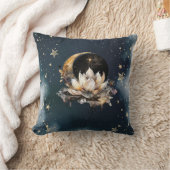天の金ゴールド太陽、月、星ロータスナイトスカイ クッション (ブランケット)