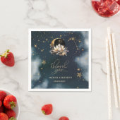 天の金ゴールド太陽、月、星ロータスナイトスカイ スタンダードカクテルナプキン (インサイチュ)