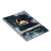 天の金ゴールド太陽、月、星ロータスナイトスカイ ノートブック (右側)