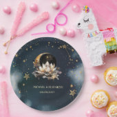 天の金ゴールド太陽、月、星ロータスナイトスカイ ペーパープレート (パーティー)