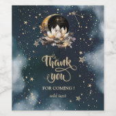 天の金ゴールド太陽、月、星ロータスナイトスカイ ワインラベル (シングルラベル)