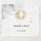 天の金ゴールド太陽，月，星 スパークリングワインラベル (シングルラベル)