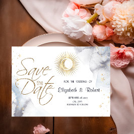 天の金ゴールド太陽,月,星 セーブザデート