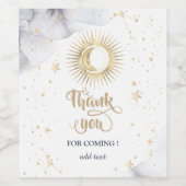 天の金ゴールド太陽，月，星 ワインラベル (シングルラベル)