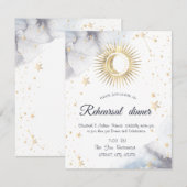 天の金ゴールド太陽，月，星 招待状 (正面/裏面)
