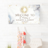 天の金ゴールド太陽，月，星 横断幕 (インサイチュ)