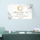 天の金ゴールド太陽，月，星 横断幕 (トレードショー)