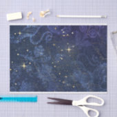 天の金ゴールド星の青いフローラは色あせた 薄葉紙 (クラフト)