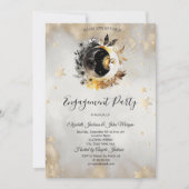 天の金ゴールド星ムーンズフラワー 招待状 (正面)